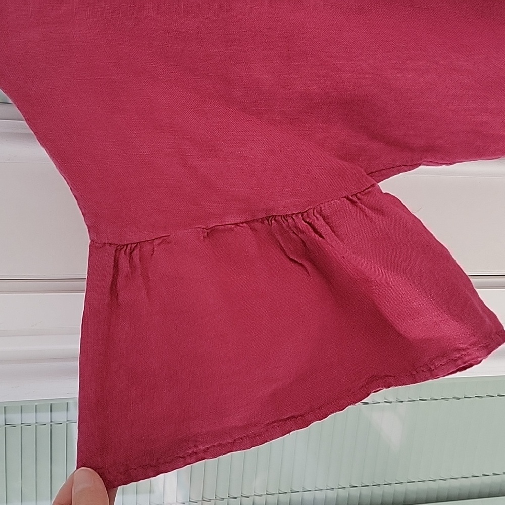 Viola Borghi Linen Pink Top Sz S Belle Sleeve Boxy Fit Boho Made in Italy - Picture 4 of 7